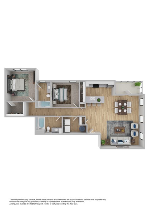 A floor plan of a residential apartment layout.